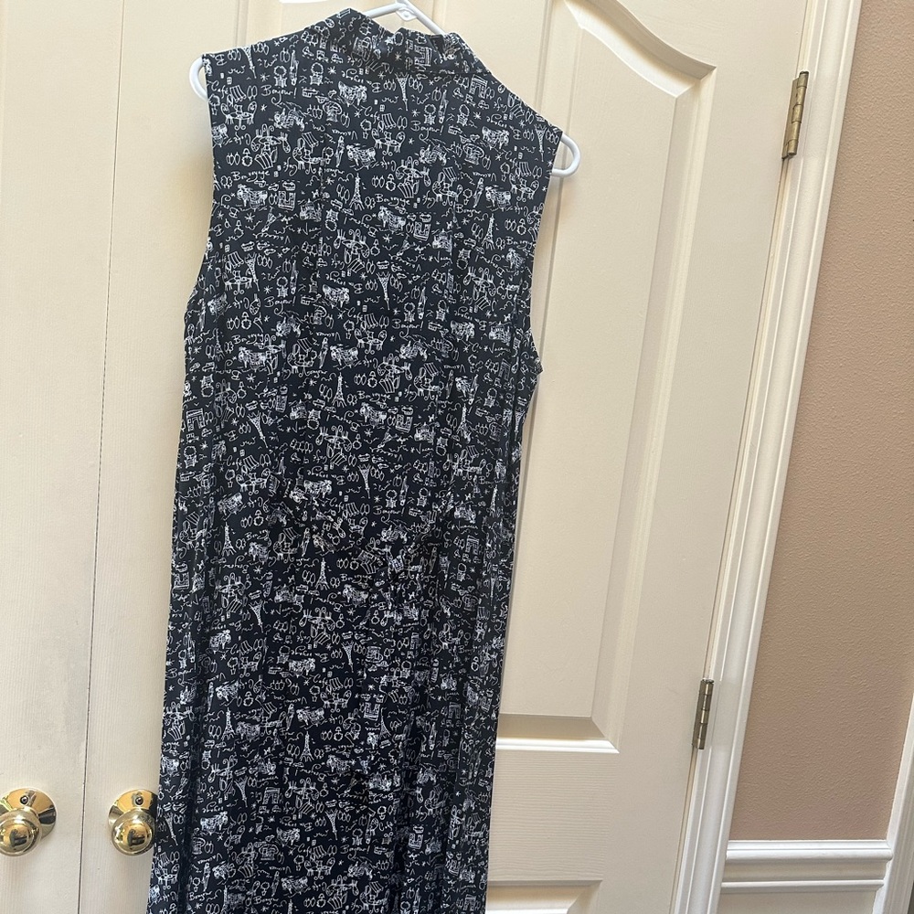 Christopher & Banks Black and White Sleeveless Sheath Dress